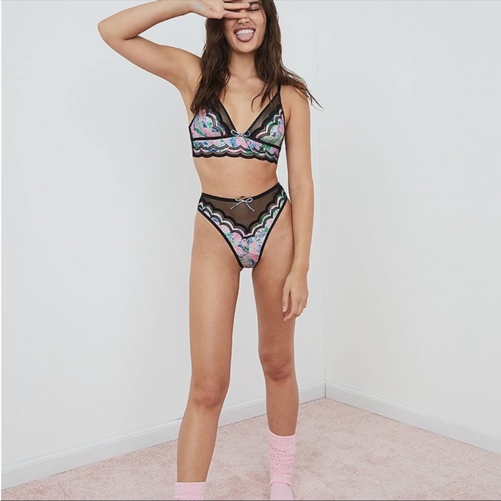 Odette Floral High Waist Thong Panty XS